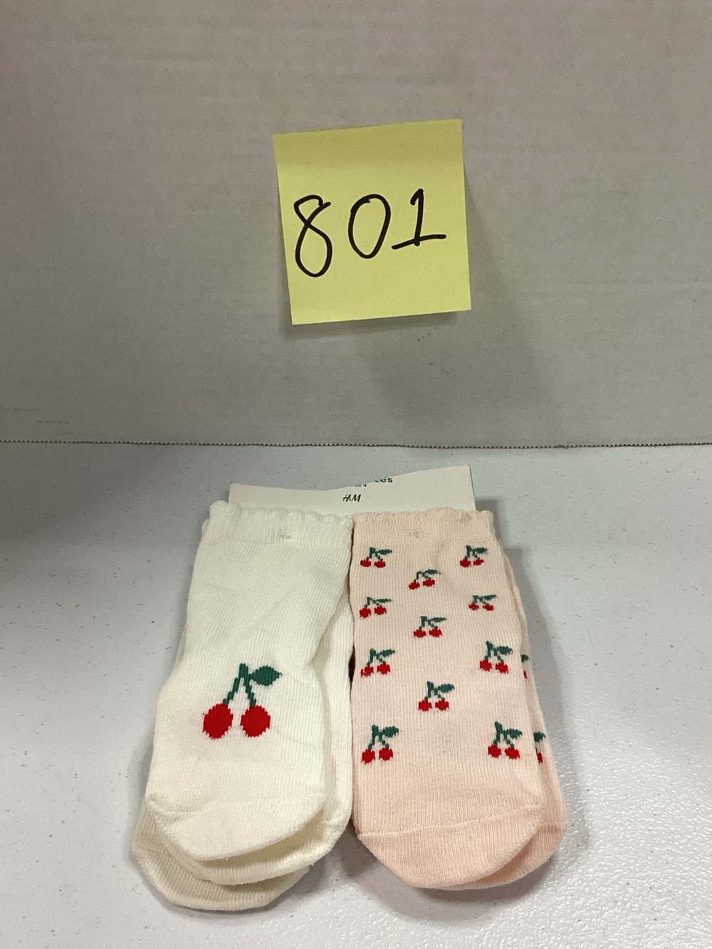H&M Kids Cherry Crew Socks - Pink & Cream (2-Pack)